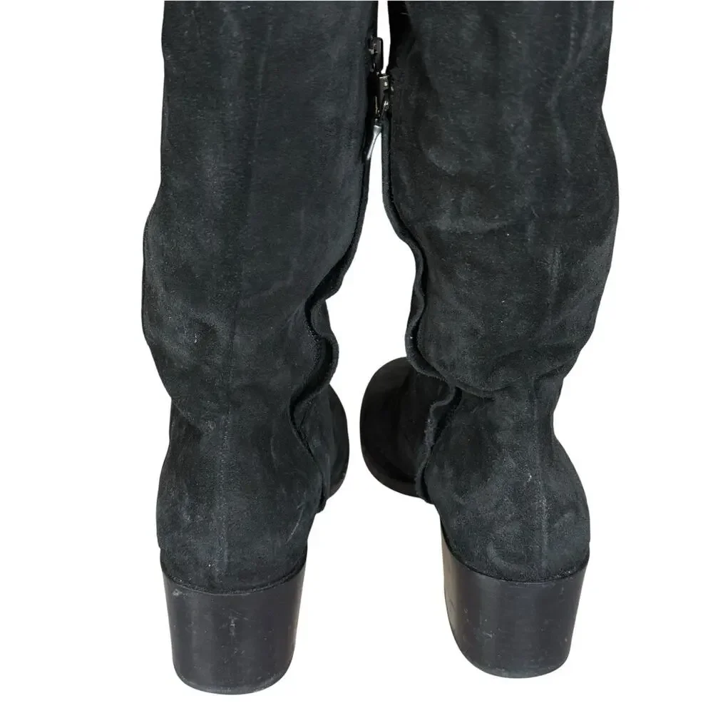 rag & bone Over The Knee Boots Black Suede Zip Block Heel IT 39.5 US 9.5